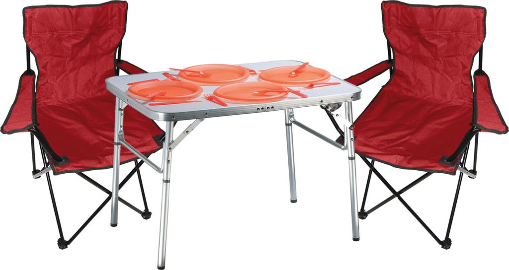 3-tlg. praktisches Campingmöbel Set Alu Campingtisch + 2 Anglersessel