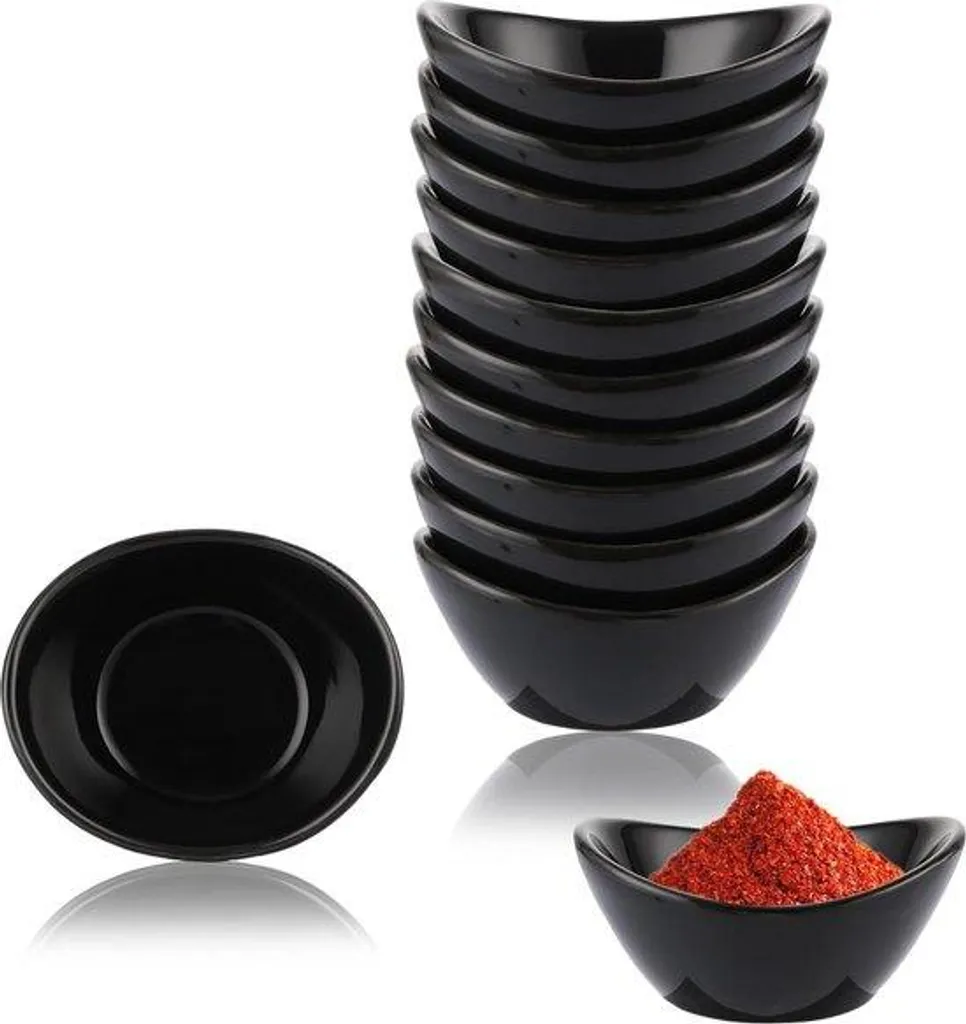 Coupelles à sauce noires en céramique set de 12 pièces anti-taches