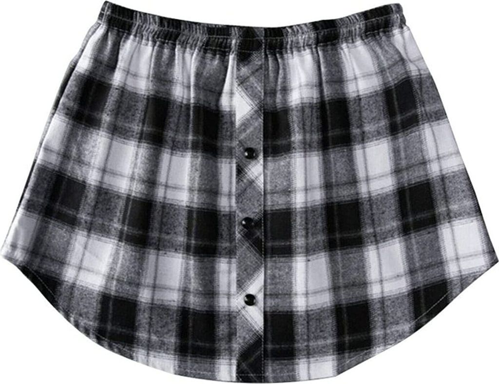 ASKSA Damen Mini Hemdverlängerungen Fake Top Lower Sweep mit Elastischem Taillenband, Schwarz-weiß-raster, 3XL
