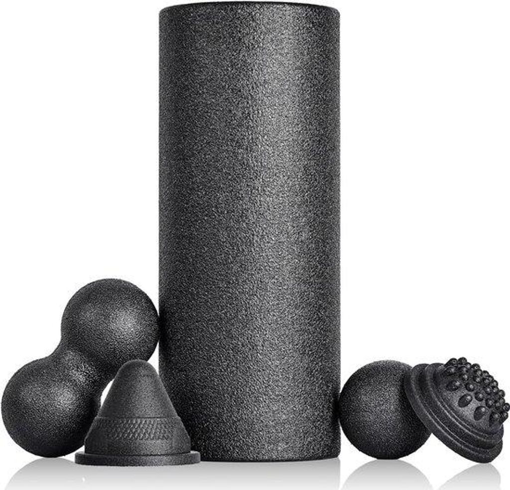 Faszienrolle Set 5-T mit Faszienball und Duoball schwarz für Yoga Training