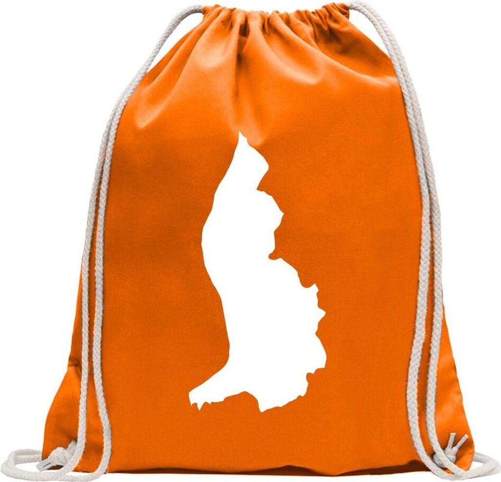Kiwistar - Turnbeutel - mandarin - Liechtenstein Umriss Kontur - Fun Rucksack Sport Beutel Gymsack Baumwolle mit Ziehgurt