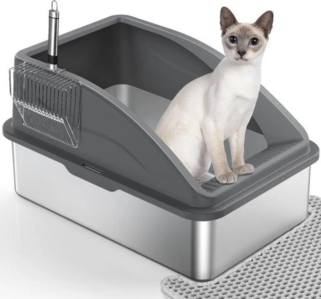 Cage chat inox 28L anti-odeurs et facile à laver pour hygiène parfaite