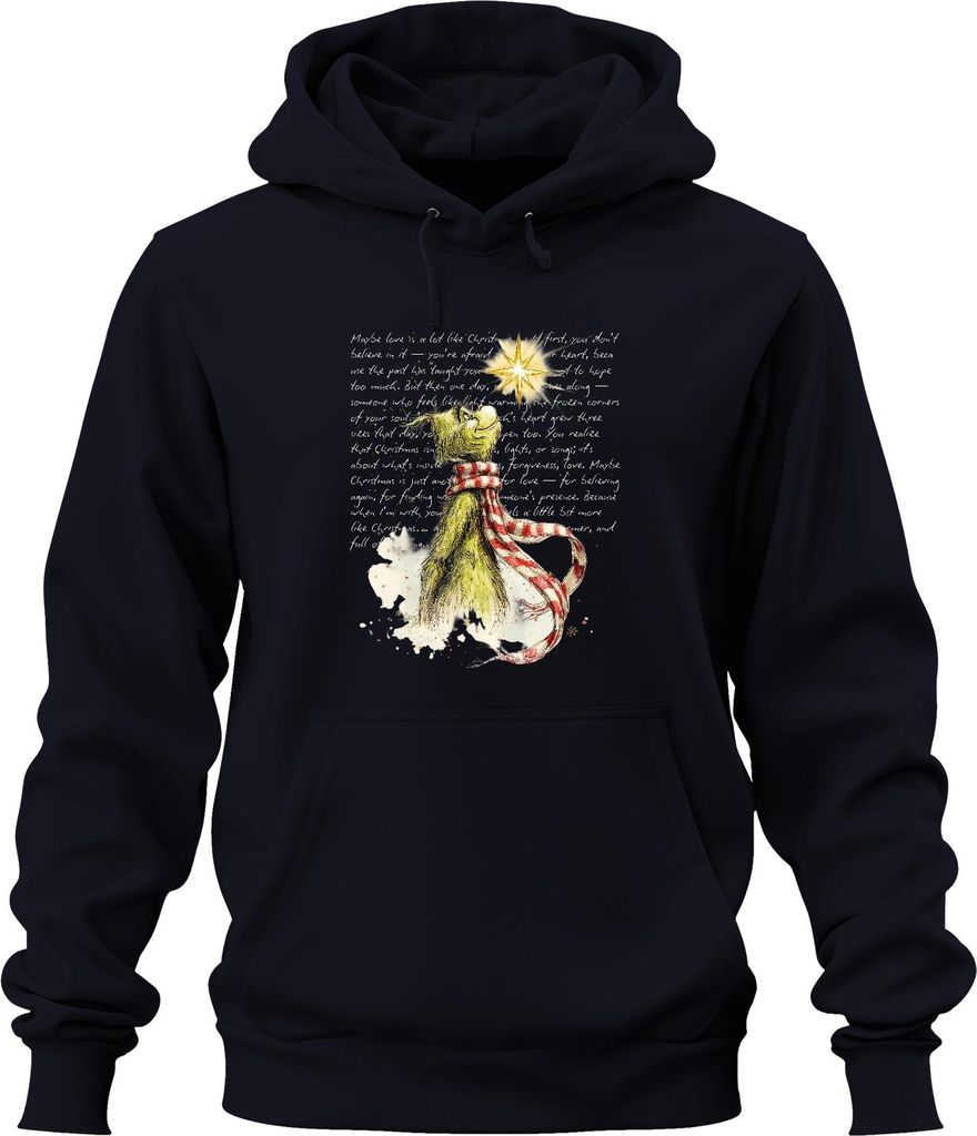 Maybe love is a lot like Christmas Grinch Weihnachten lustig Uni Hoodie Kapuzenpullover, Navy, L