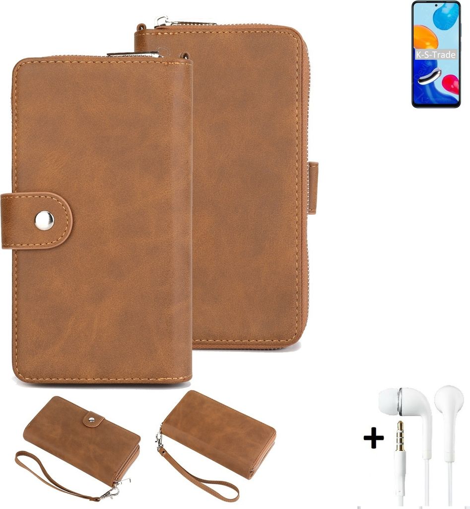 K-S-Trade 2in1 Handyhülle kompatibel mit Xiaomi Redmi Note 11 Global + Kopfhörer Schutzhülle & Portemonnee Schutzhülle Tasche Handytasche Case