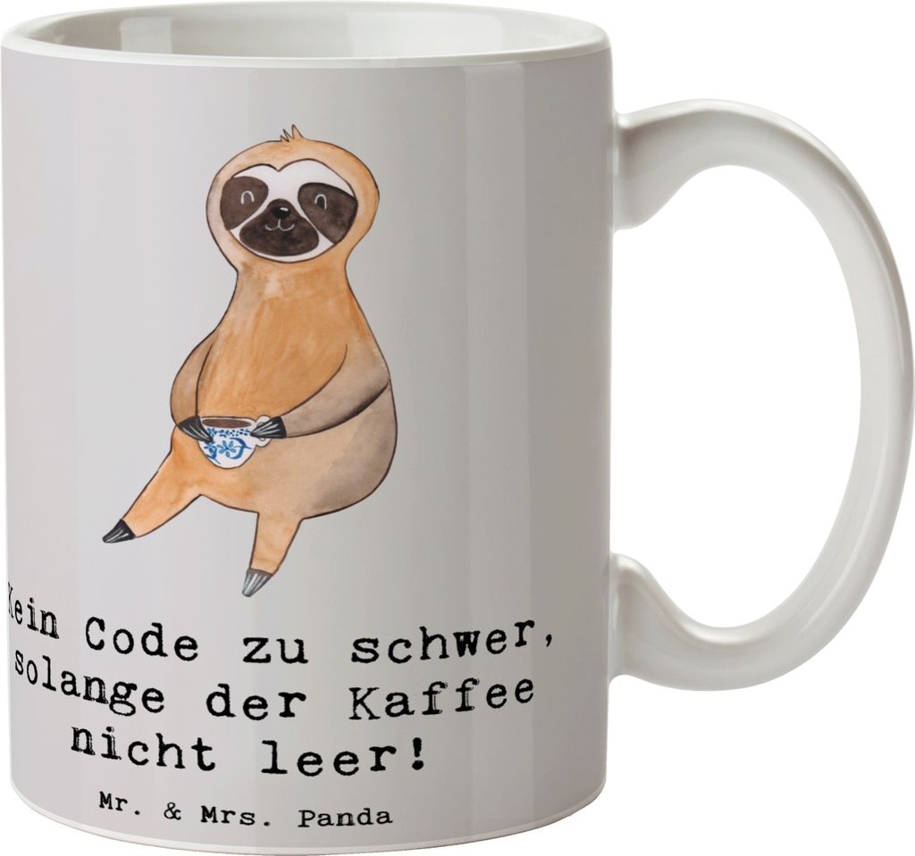 Mr. & Mrs. Panda Kaffeetasse Code und Kaffee - Grau Pastell - Geschenk, handgefertigte Geschenke, Softwareentwickler, Tasse mit Motiv, Kaffeebecher...