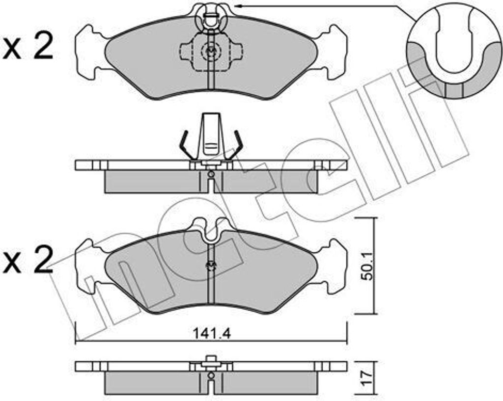 METELLI Bremsbeläge Satz Hinten Bremsklötze für VW LT 28-46 II Kastenwagen (2DA, 2DD, 2DH) 22-0571-0