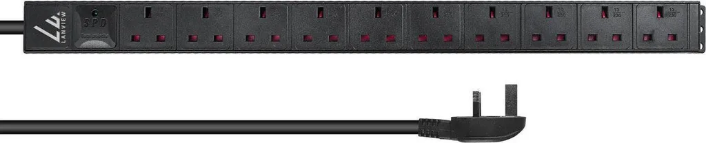 Unité de distribution d'alimentation PDU 8 ports UK 1.4U Lanview Noir SPD