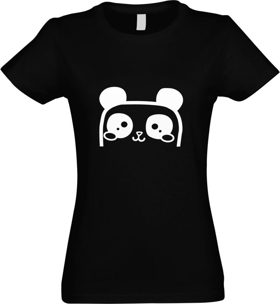Kiwistar - T-Shirt tailliert - Damen - schwarz - halber Panda - mit Motiv Bedruckt - Funshirt Design - Sport - Freizeit - Damen - M