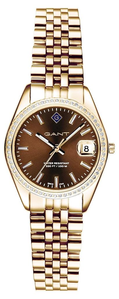 Gant G181103 Damen-Armbanduhr Sus Mini Bijou Goldfarben/Braun