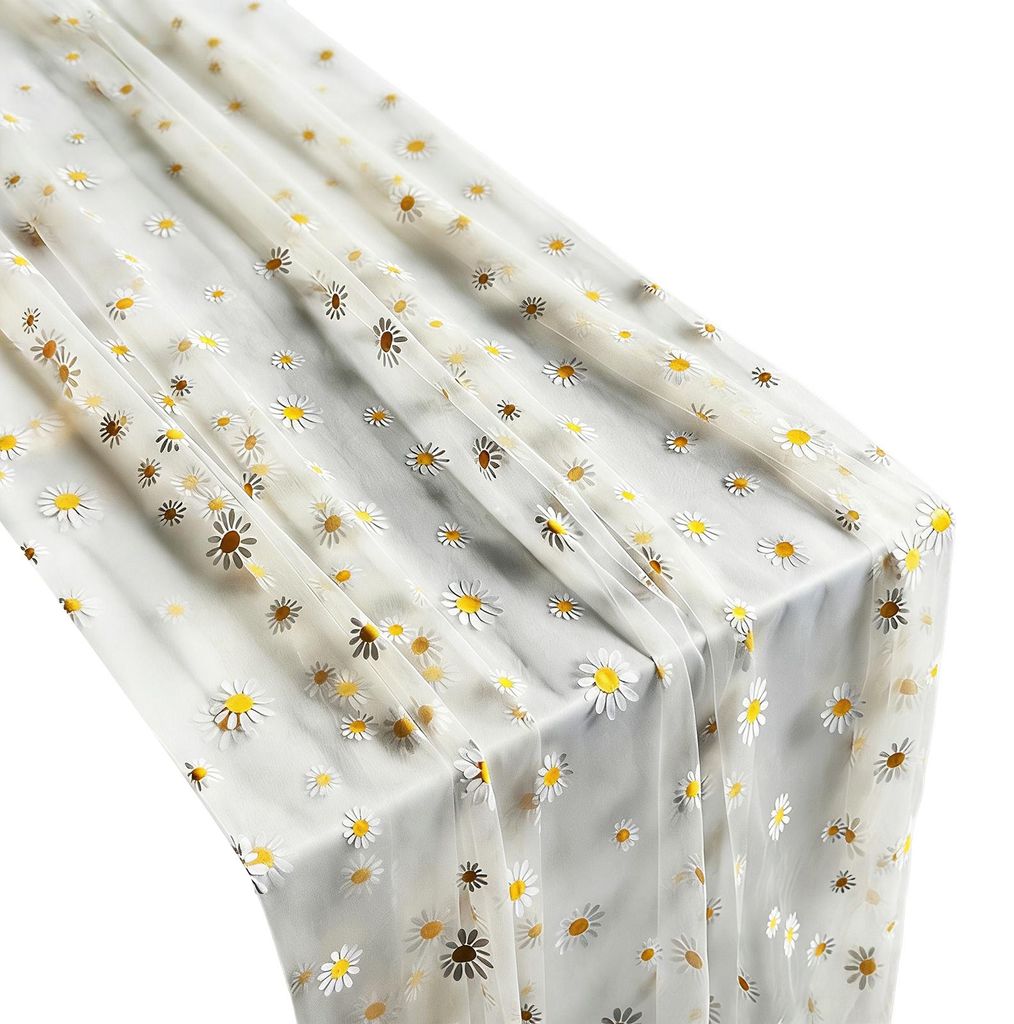 Tischläufer mit Tüll-Gänseblümchenmuster, frühlingshafter Blumen-Tischläufer, rustikaler Blumen-Tischläufer für Hochzeit, Babyparty, Geburt...