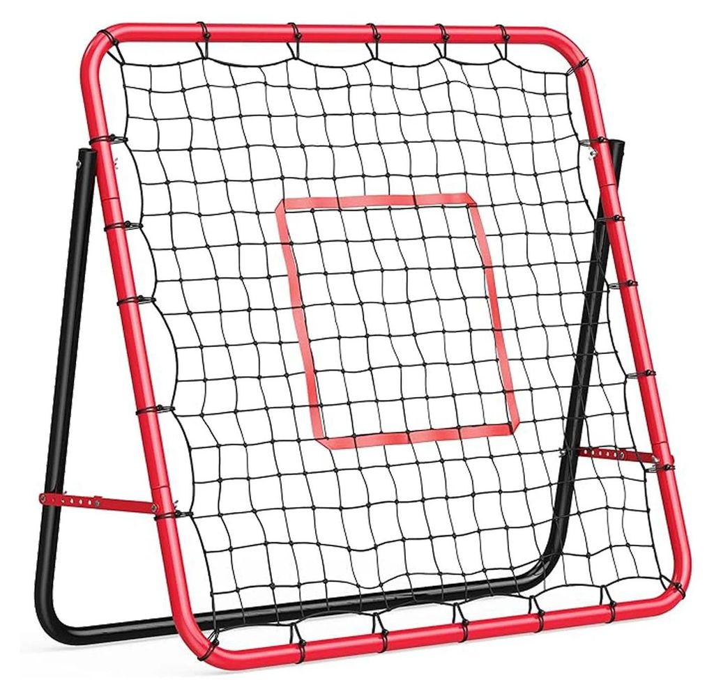 Sport Rebounder Netz - Trainingsnetz 120x120 cm - Verstellbarer Winkel - Für Fußball, Baseball, Volleyball, Softball - Rückprallnetz für Garten...
