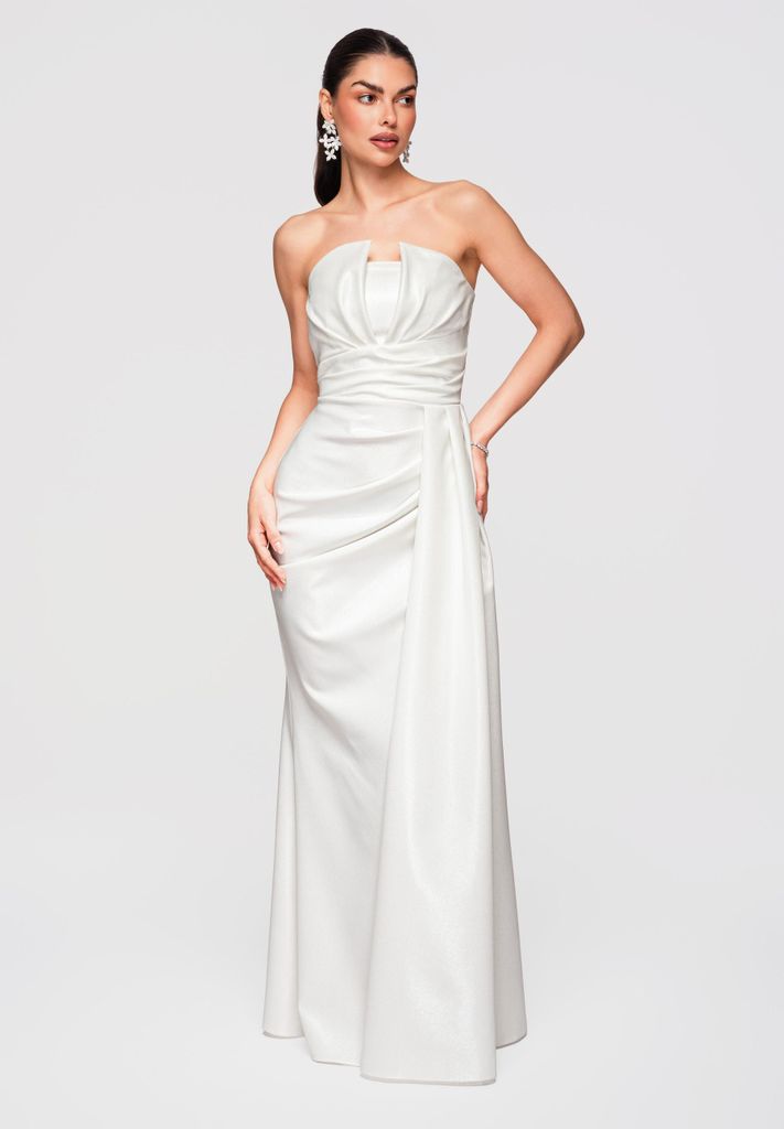 LARICA Maxikleid Abendkleid Figurbetont Elegant LA-OM-DLR338 white L