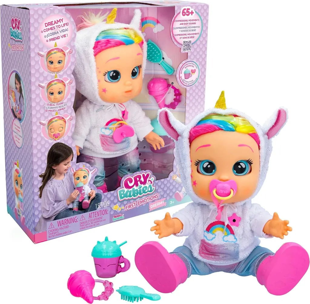 Poupée Bébé Interactive Cry Babies Dreamy avec 65 Réactions et Accessoires - 4