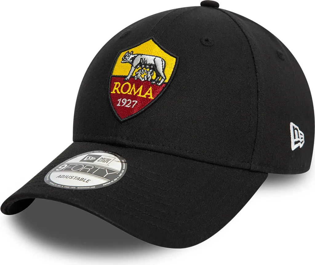 Casquette AS Roma Noire New Era 9Forty Strapback avec Logo Brodé
