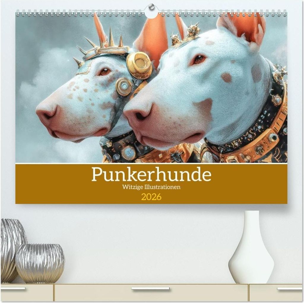 Punkerhunde - Witzige Illustrationen (hochwertiger Premium Wandkalender 2026 DIN A2 quer), Kunstdruck in Hochglanz