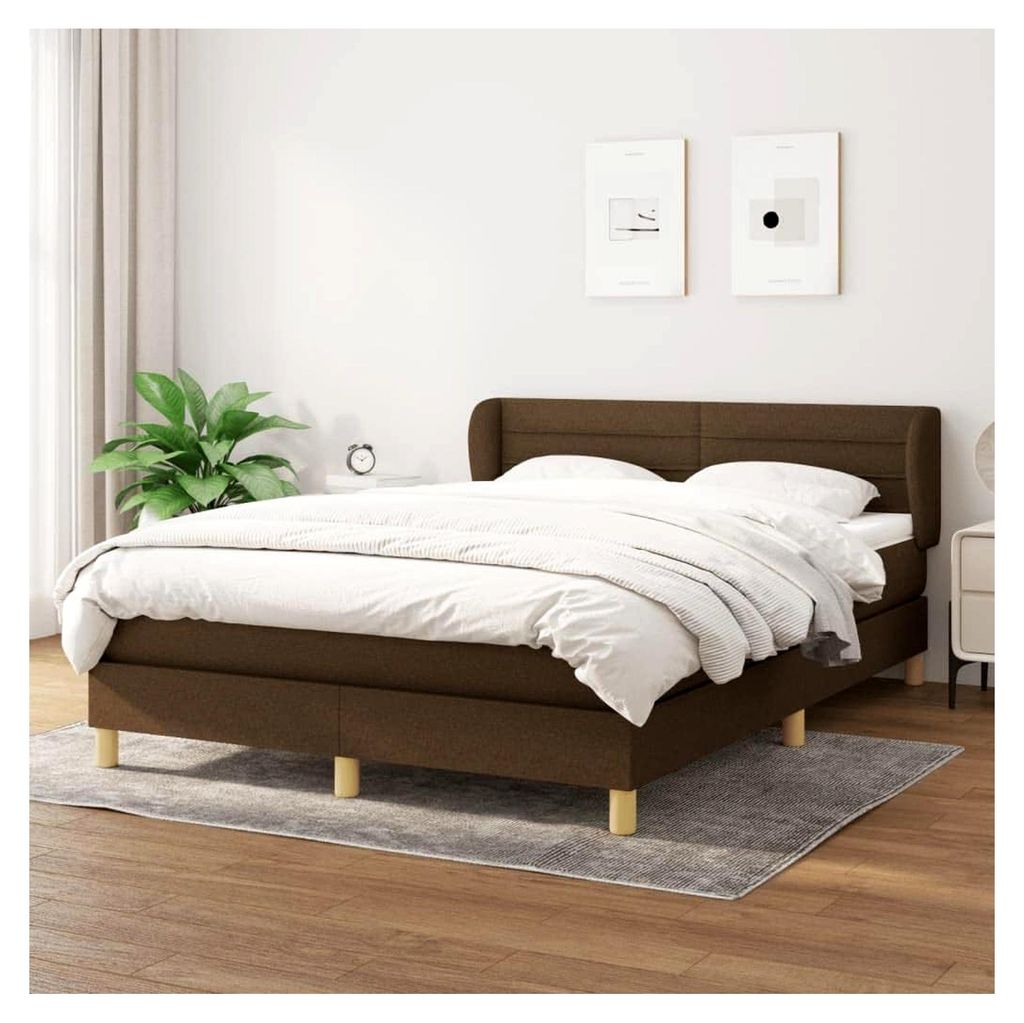 Lattenrost mit Matratze, Dunkelbraun, 140 x 190 cm, Plattformbett mit Lattenhalter, einfache Montage für Schlafzimmer, Erwachsene