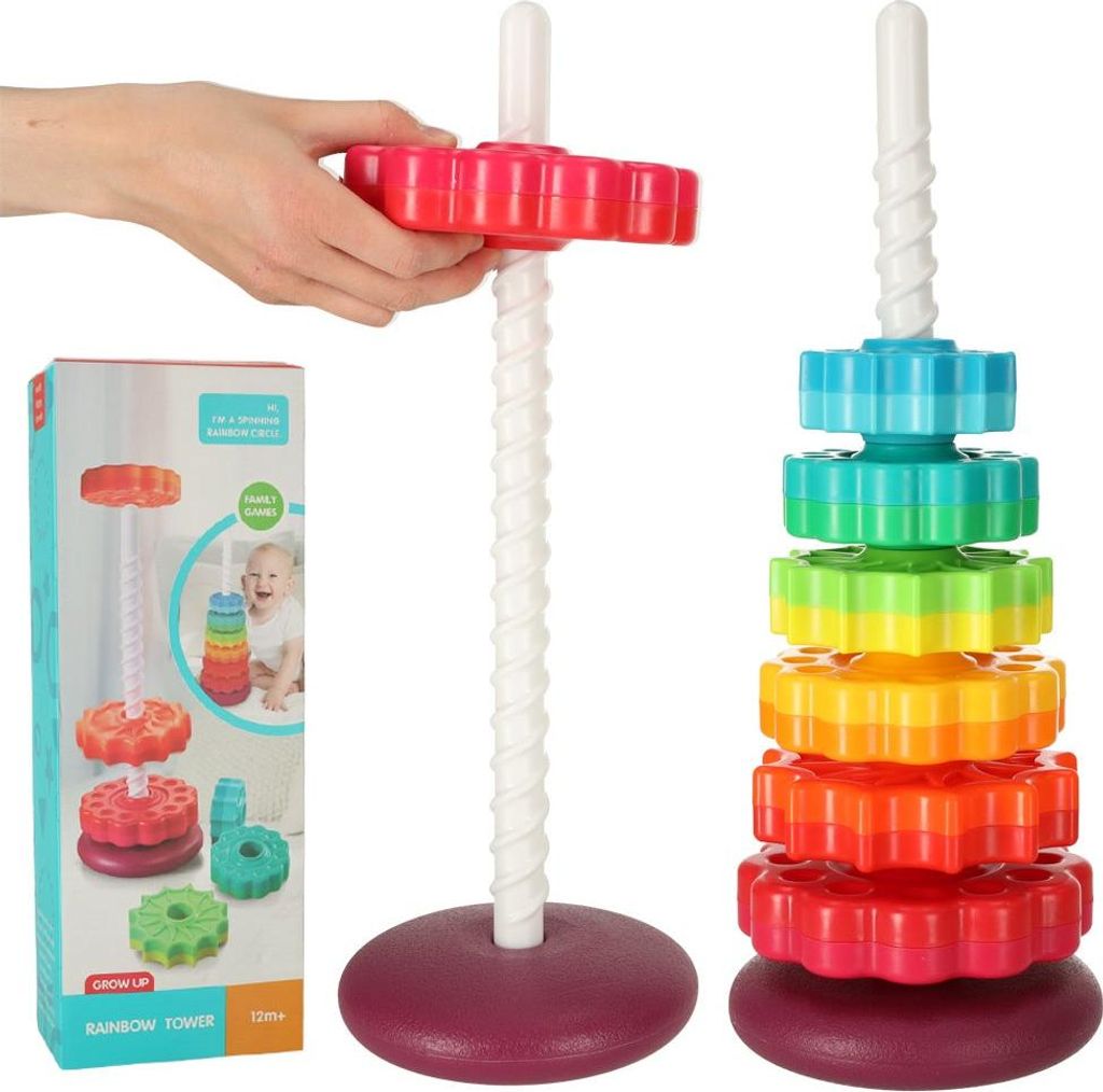 KIK KX4618 Duhová věž s pyramidou a spirálou na stohování Obrázek produktu 