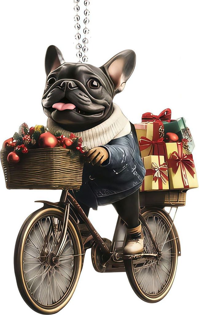 Weihnachtsanhänger in leuchtenden Farben, weihnachtliches Design, Fahrrad- und Hundeform, 2D-Acryl, Weihnachtsschmuck für Zuhause und Partys