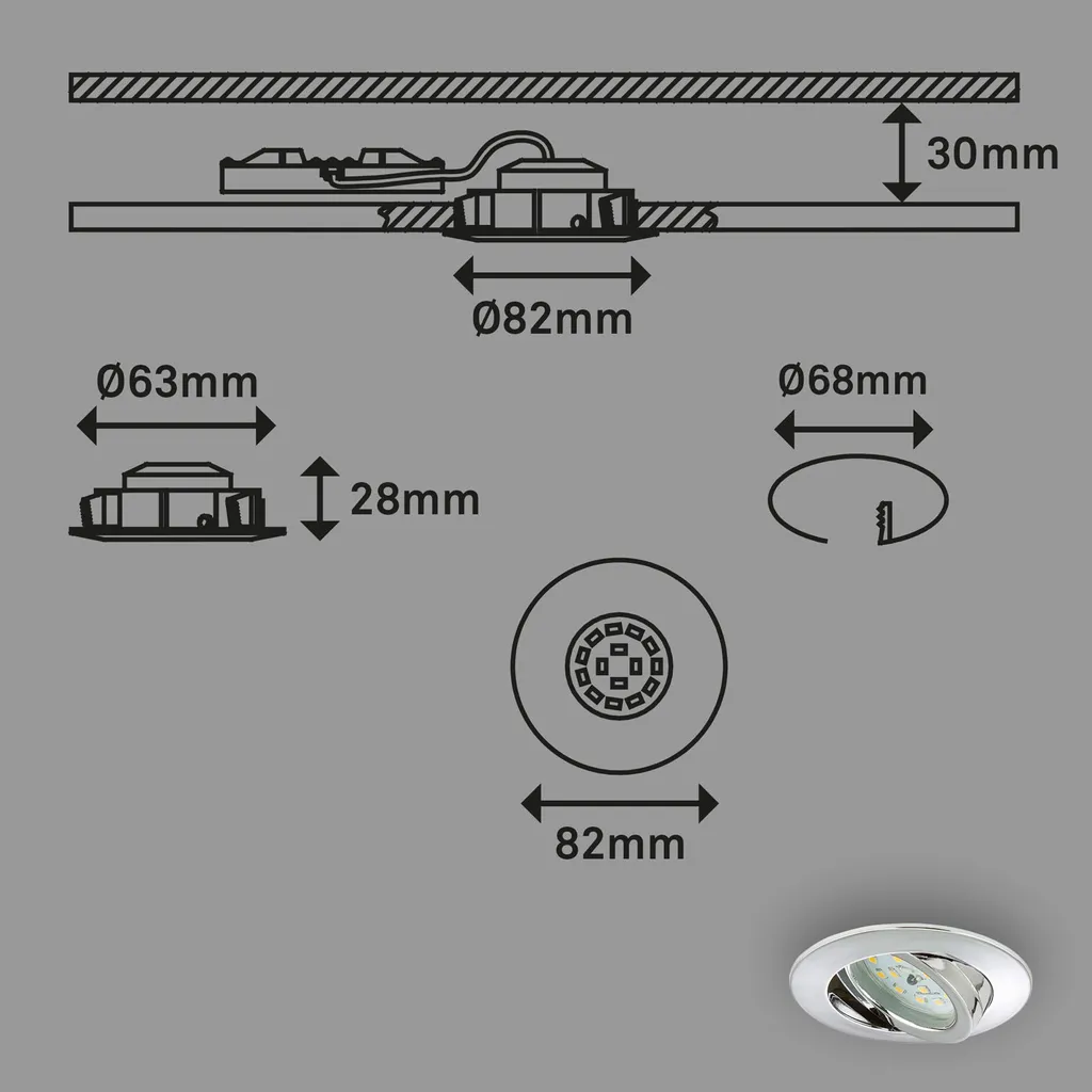 Spot LED Encastrable Orientable Chrome Solution Éclairage Zone Lot 3 - 11