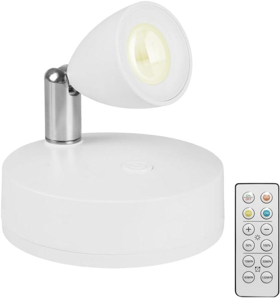 Kabelloser LED-Projektor, magnetischer/klebender Strahler mit Fernbedienung, 3 Farben, verstellbare Wandleuchte zum Lesen am Bett oder zur Präsent...