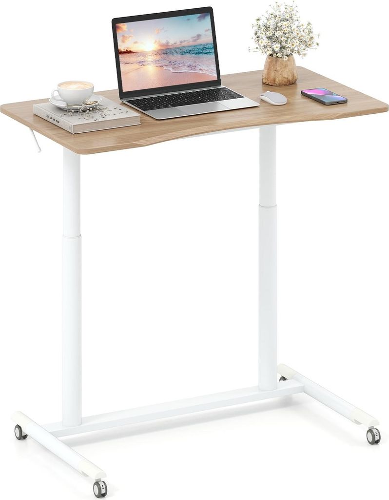 Höhenverstellbarer Steh-Sitz-Schreibtisch, C-Form, 70-106 cm, mobil
