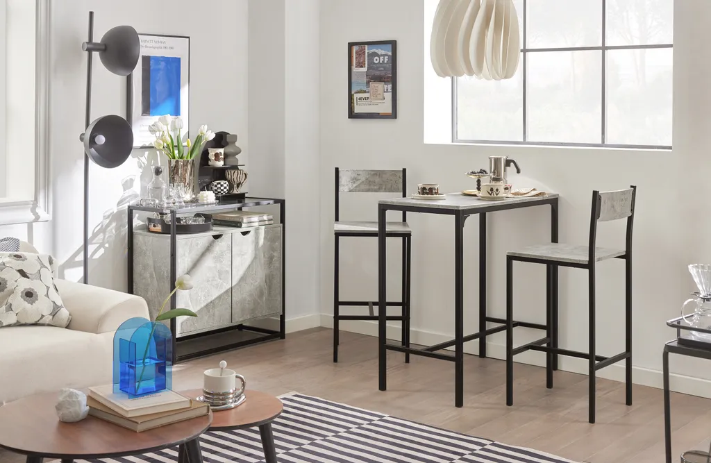 Petit Ensemble Bistrot SoBuy OGT03-HG Table et Chaises Gain de Place - 3