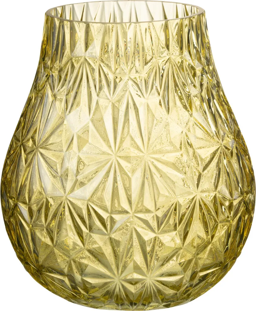 Vase en Verre Jaune J-Line Nox - Idéal pour vos Compositions Florales