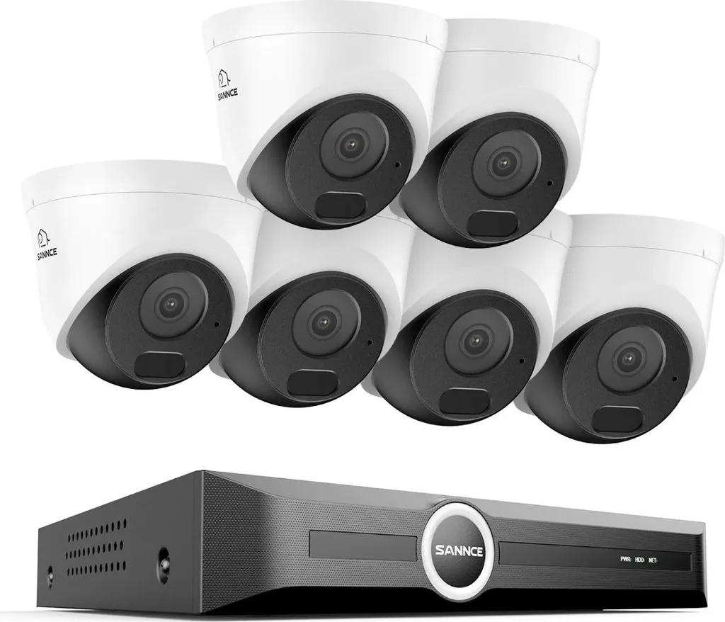 Surveillance maison contre intrusion avec 6 caméras HD 5MP nocturne