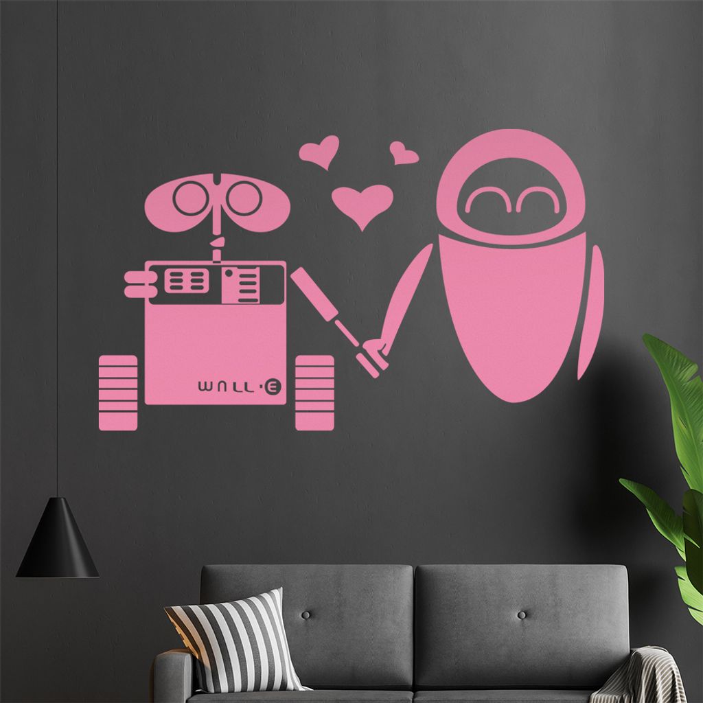 Roboter Liebe Wandtattoo in 6 Größen - Wandaufkleber Wall Sticker - Dekoration, Küche, Wohnzimmer, Schlafzimmer, Badezimmer