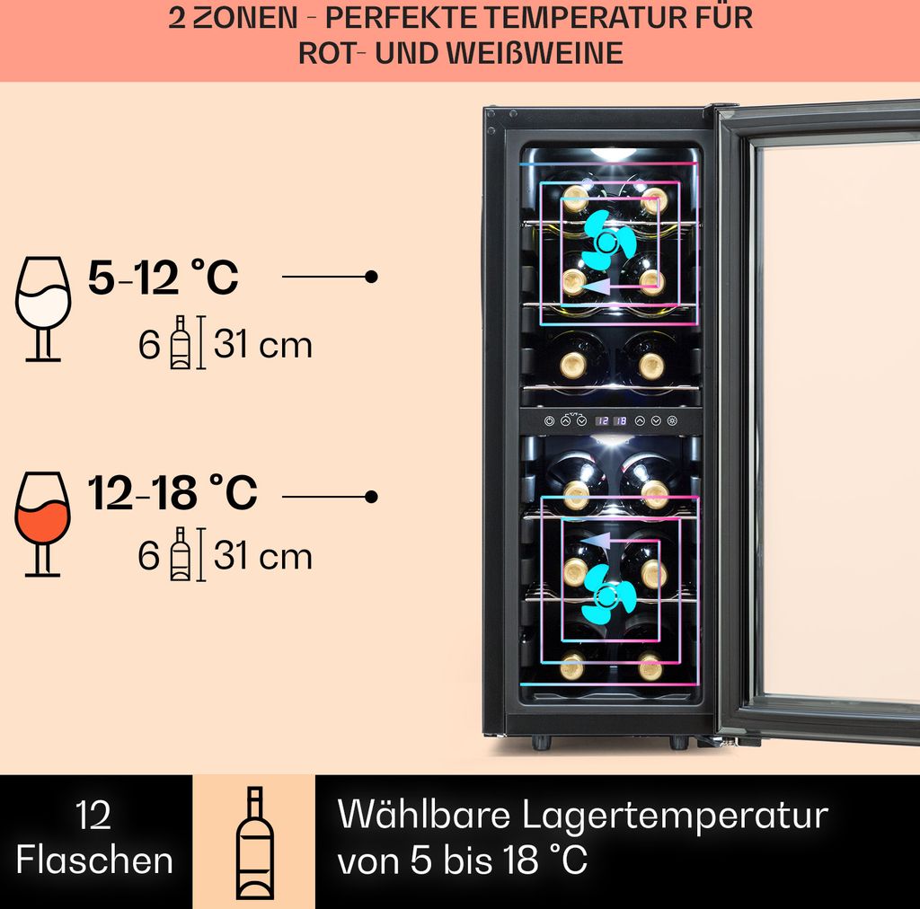 Klarstein Weinkühlschrank Freistehend, Kleiner Produktbild 3