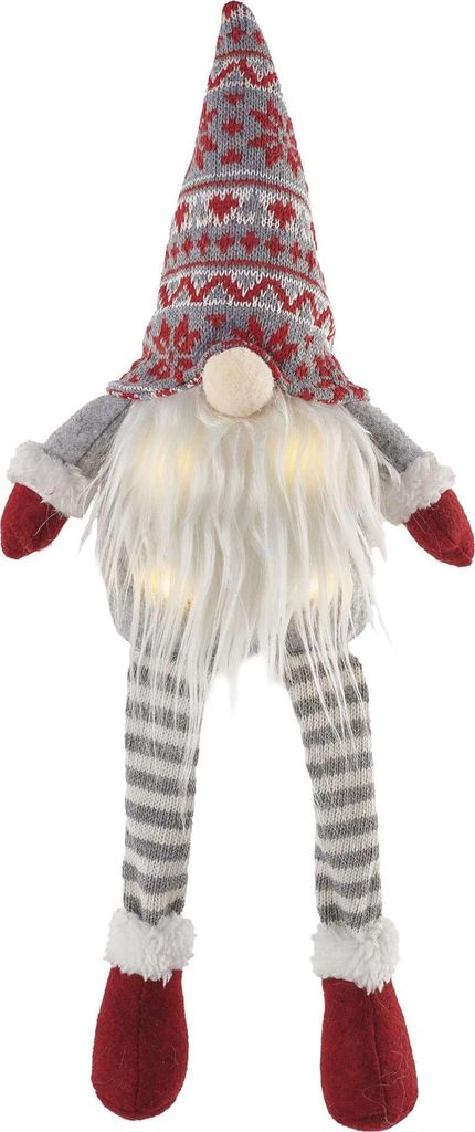 EMOS LED Weihnachtswichtel, sitzender Zwerg mit langem Bart und Zipfelmütze mit hängenden Beinen, 18x27 cm, warmweiß, batteriebetrieben, DCFW03