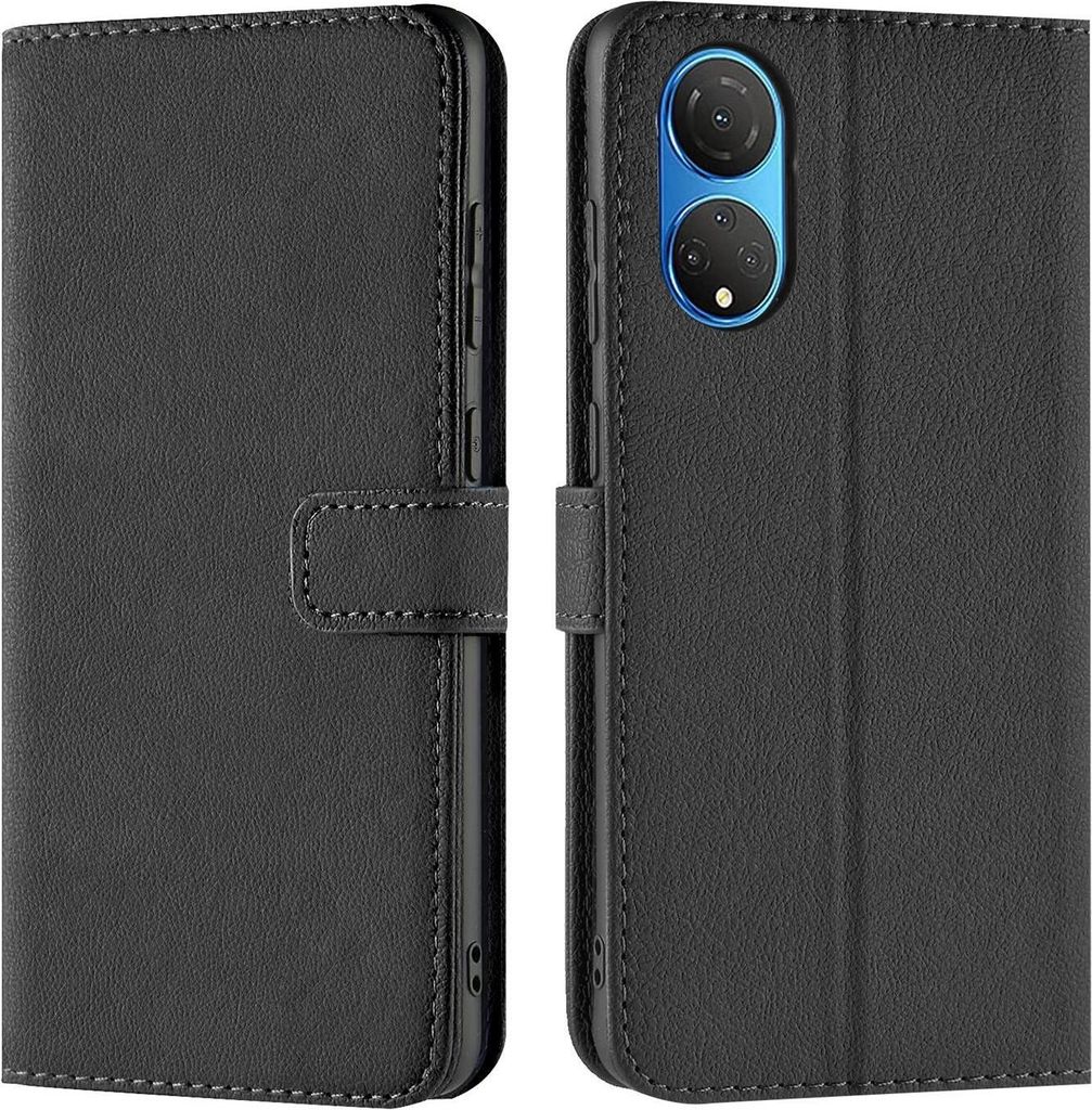 Conie Klapp Tasche für Honor X7 Kartenfach Rundumschutz Hülle in Schwarz