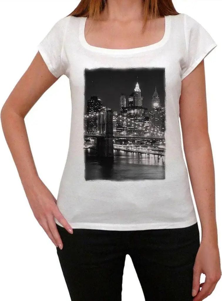 Damen Grafik T-Shirt New York 2 Öko-Verantwortlich Vintage Jahrgang Kurzarm Lustige Druck Geburtstag Geschenk Frau