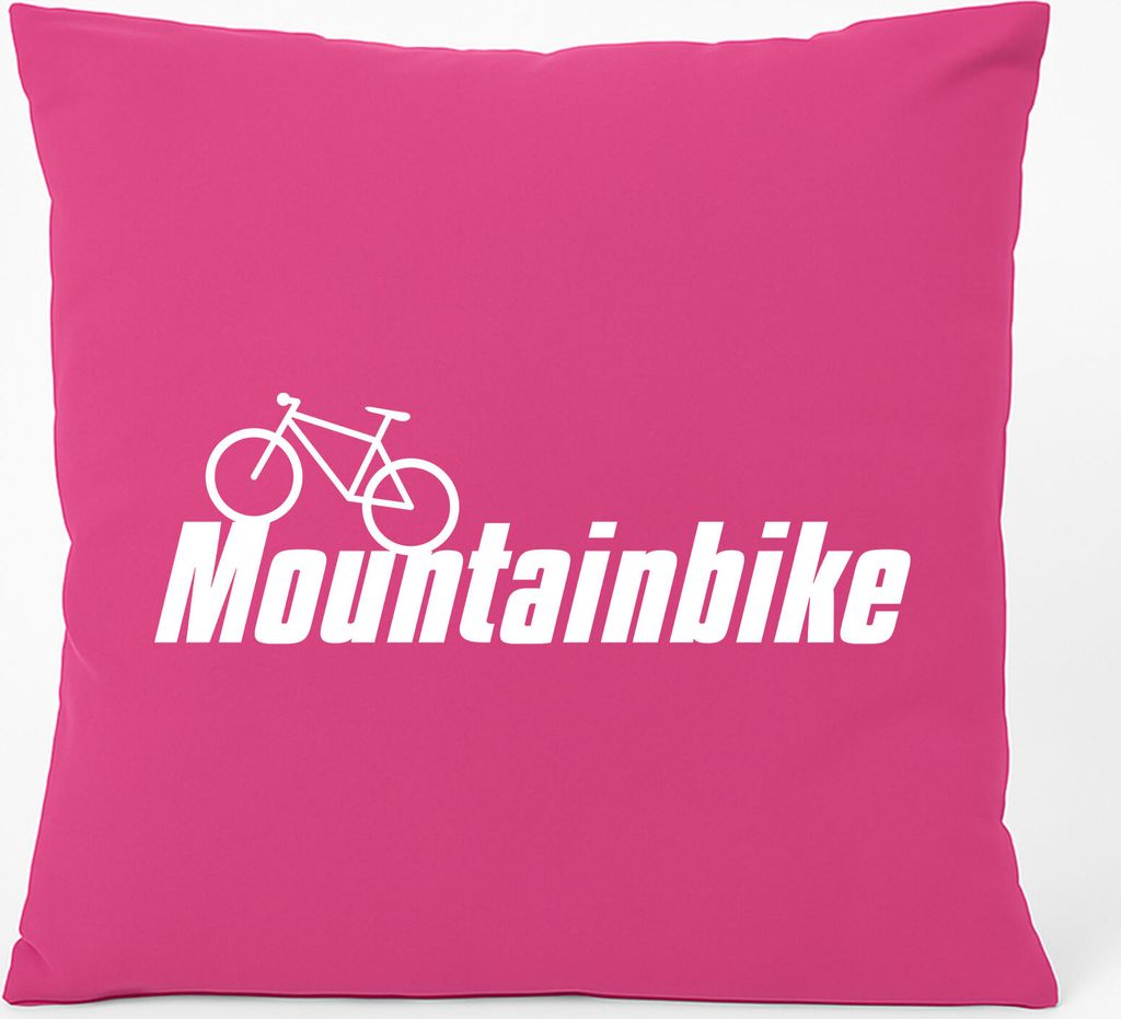 Huuraa Kissen Mountain Bike Fahrrad 40x40cm mit Füllung Fuchsia Baumwolle Dekokissen Geschenkidee
