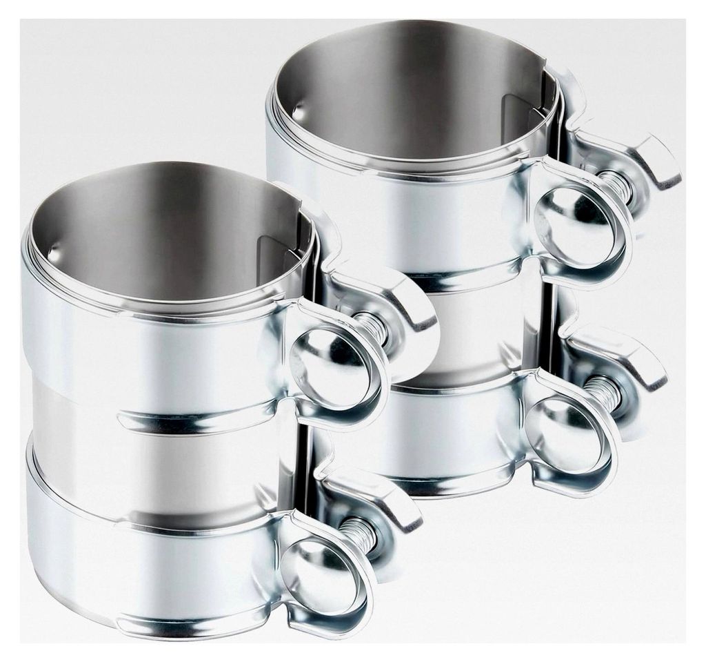 2 Stück Ø 76 mm x 95 mm Länge Doppelschelle Auspuffschelle Edelstahl Rohrverbinder, Universal Auspuff Abgasanlage