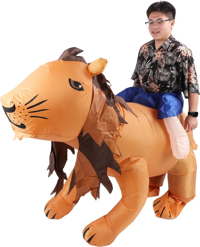 Costume de lion gonflable adulte taille unique F pour fête déguisée