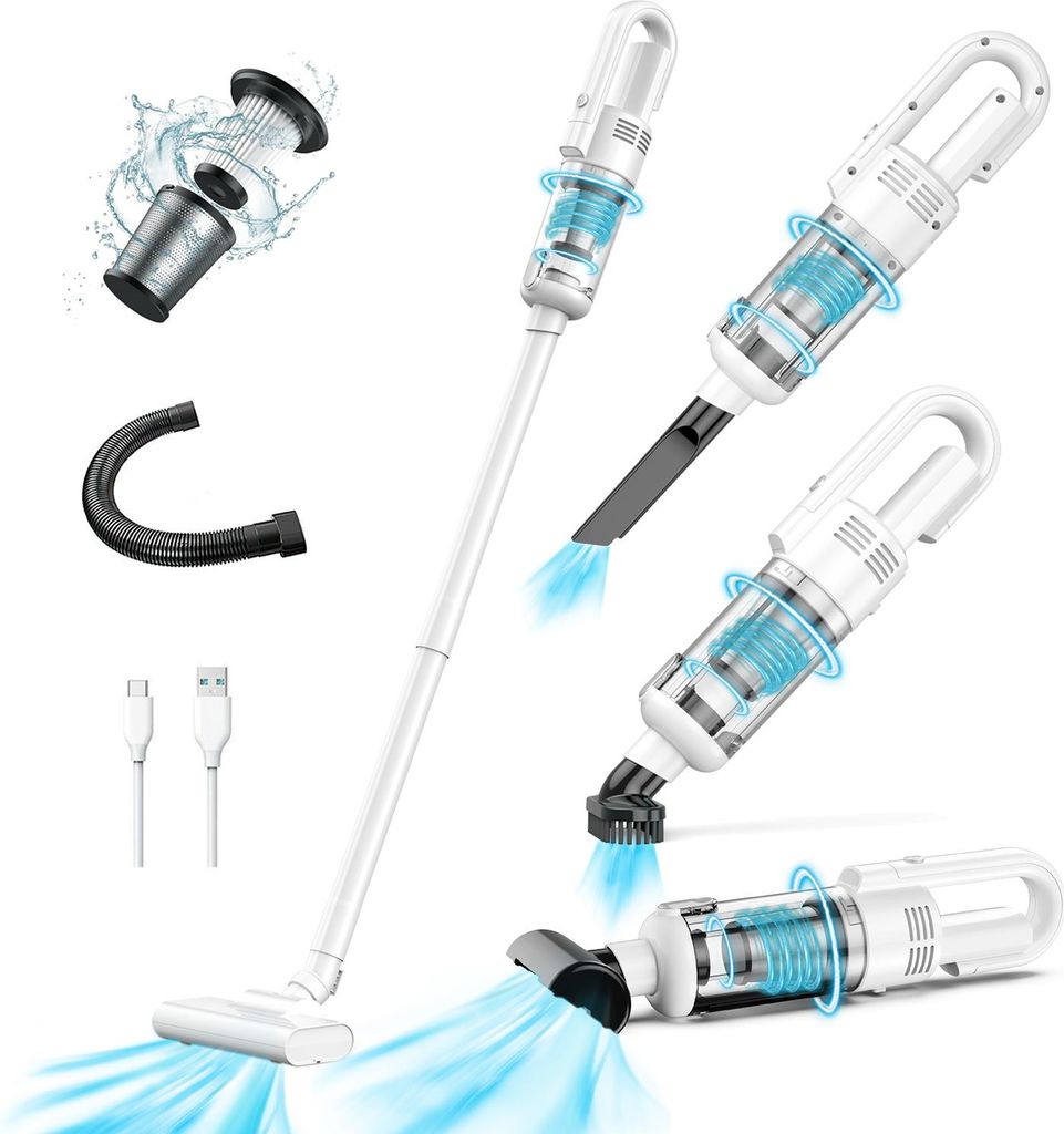 OKWISH Staubsauger, Stielstaubsauger, 9000PA Handstaubsauger mit Kabel, 2-In-1 Staubsauger und Handstaubsauger, für Harte Böden Teppich Auto