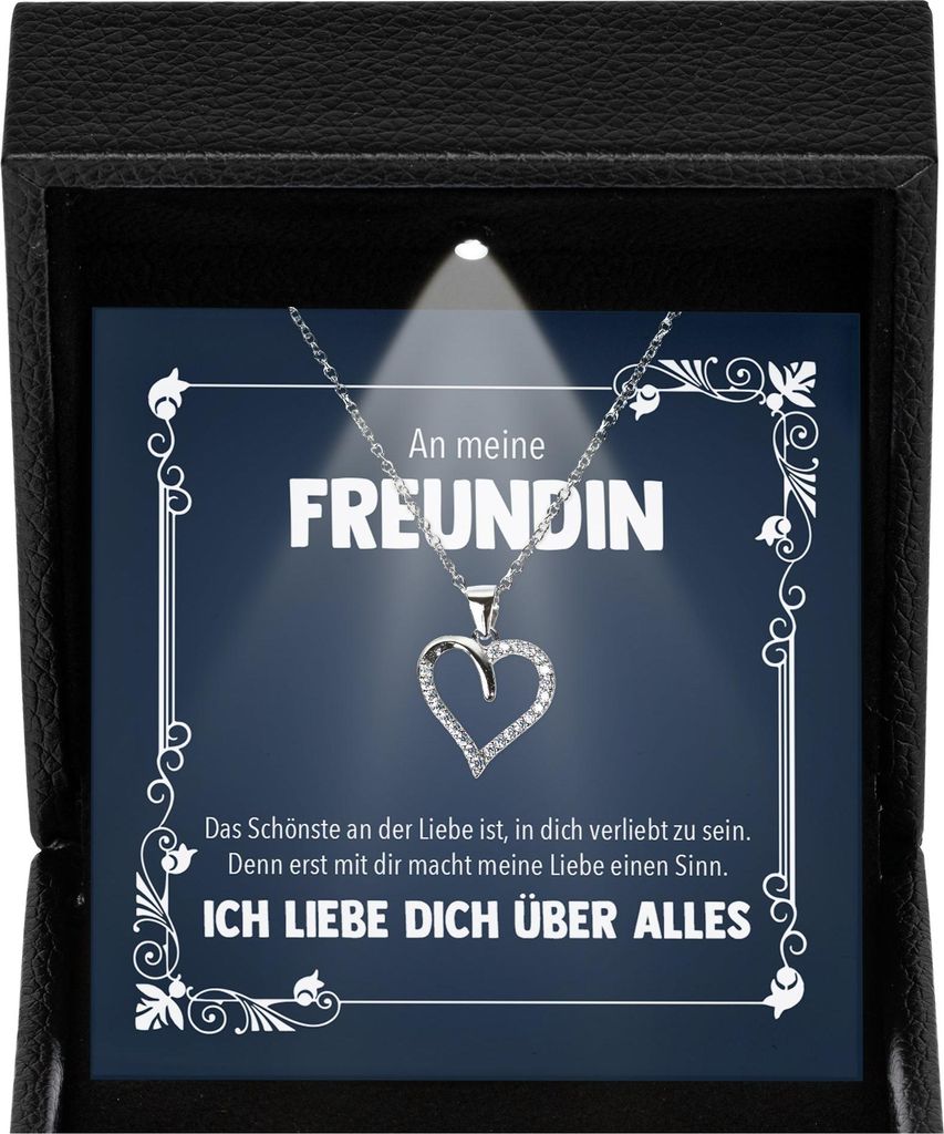 22Feels Freundin Geschenk Ich Liebe Dich Kette - Silber 925/000 Herz Frauen Schmuck - Damen Valentinstag für Sie Jahrestag Schatz - Karte Premium ...