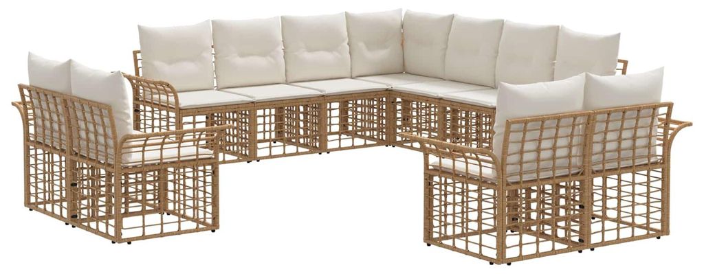 vidaXL Outdoor-Sofagarnitur 11 pcs Natürlich und Cremweiß Polyester