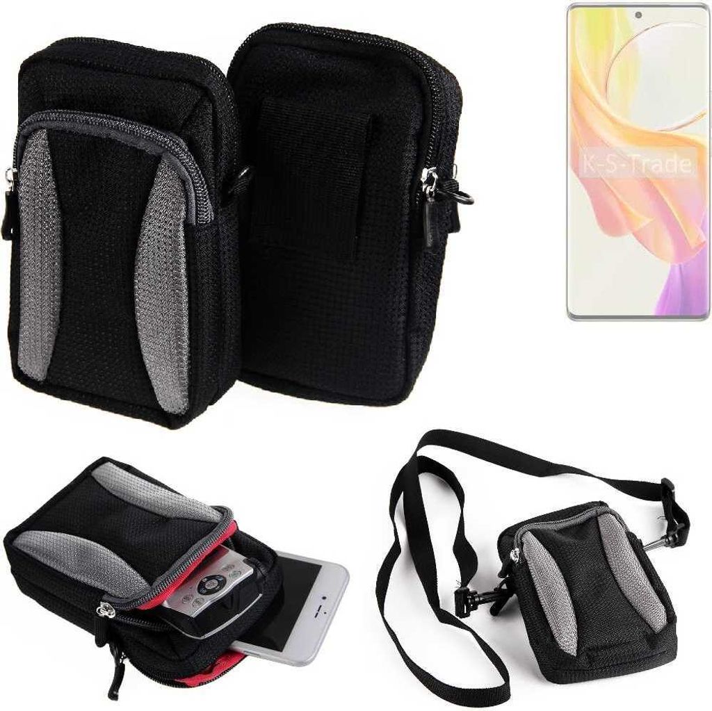 K-S-Trade Holster Schutz Hülle kompatibel mit Vivo V29 Lite 5G Handy Hülle Gürteltasche Umhängetasche mit Zusatzfach schwarz
