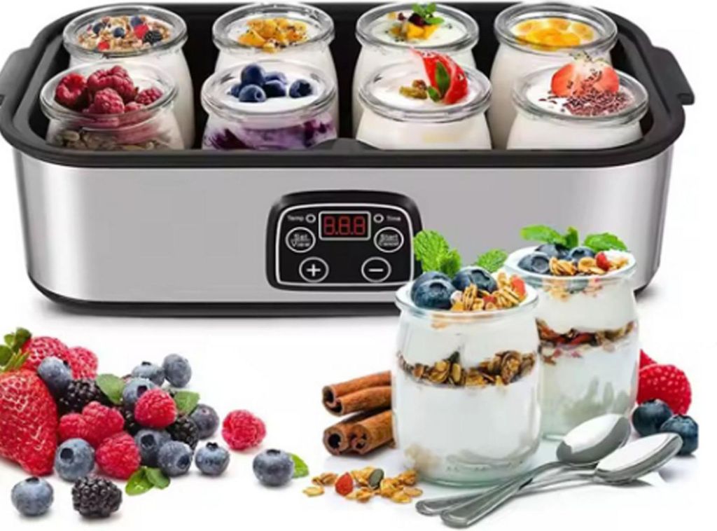 Joghurt-Maschine 0-48 Stunden Timing 8 Tassen Automatische Temperaturkontrolle Elektrischer Joghurt-Maker für Zuhause EU Stecker 220V