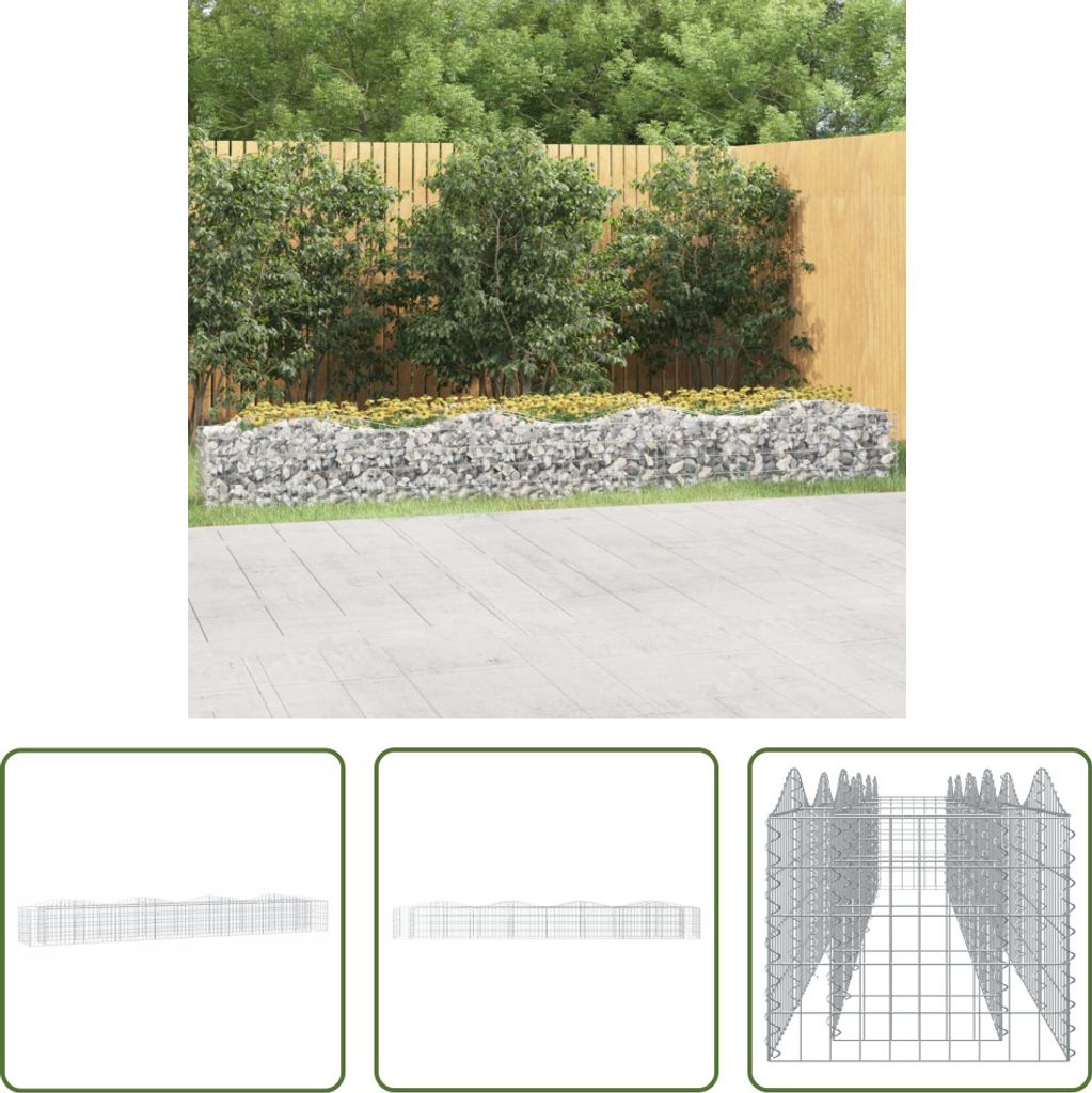 The Living Store Gabionen-Hochbeet mit Hochbogen 400x50x50 cm Verzinktes Eisen