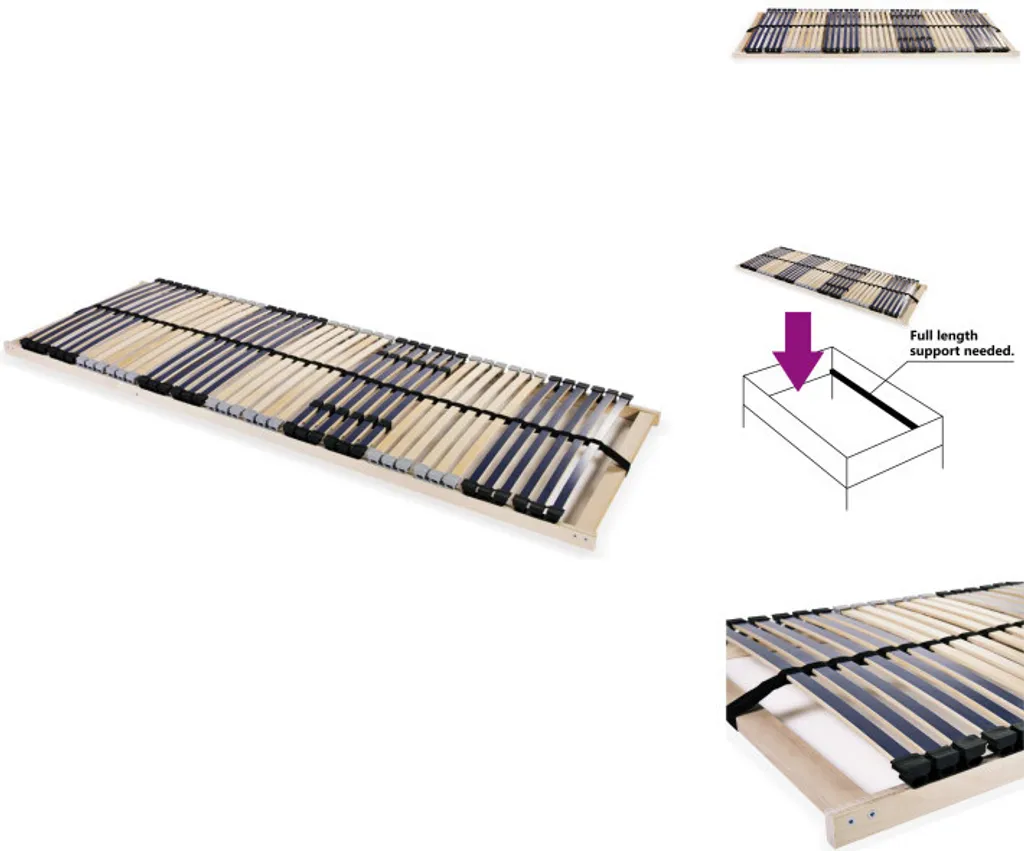 Sommier à lattes vidaXL 42 lattes 7 zones 80x200 cm pour lit simple