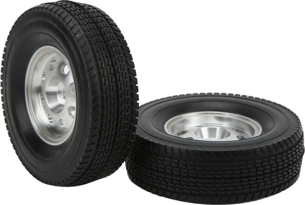 2PCS 85mm Gummi Reifen CNC Metall Felge Rad für Tamiya Traktor Anhänger Lkw 1/14 RC Auto