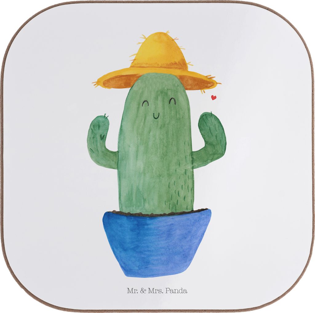 Mr. & Mrs. Panda Untersetzer für Gläser Kaktus Hut - Weiß - Geschenk, gläseruntersetzer, Motivation, Tischuntersetzer, Städtetrip, Reisen, Kak...