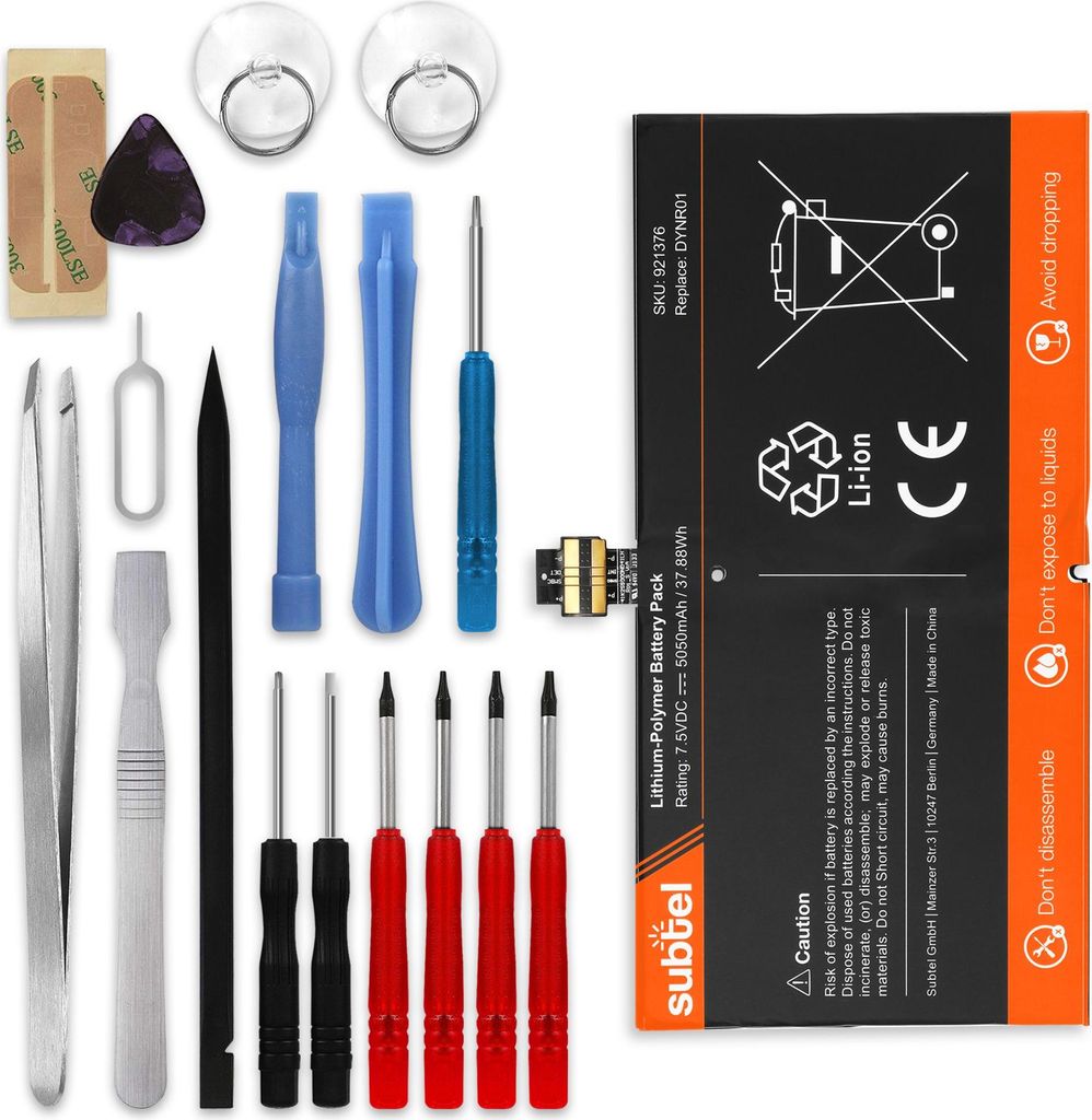 subtel 1x Akku für Notebook Kompatibel mit Microsoft Surface Pro 4, G3HTA027H - (5050mAh, 7.5V) + Werkzeug-Set