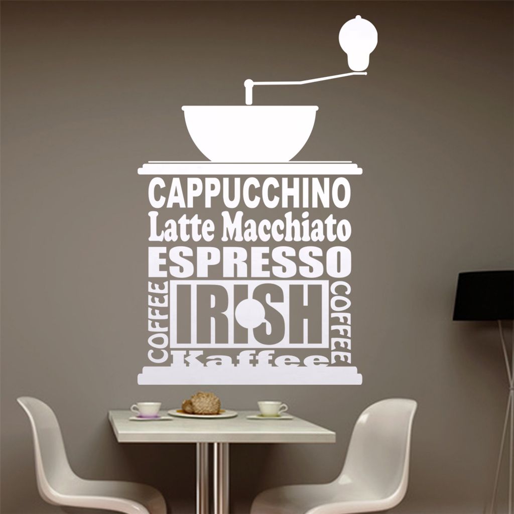 Kaffee Kaffeemaschine Wandtattoo in 6 Größen - Wandaufkleber Wall Sticker - Dekoration, Küche, Wohnzimmer, Schlafzimmer, Badezimmer