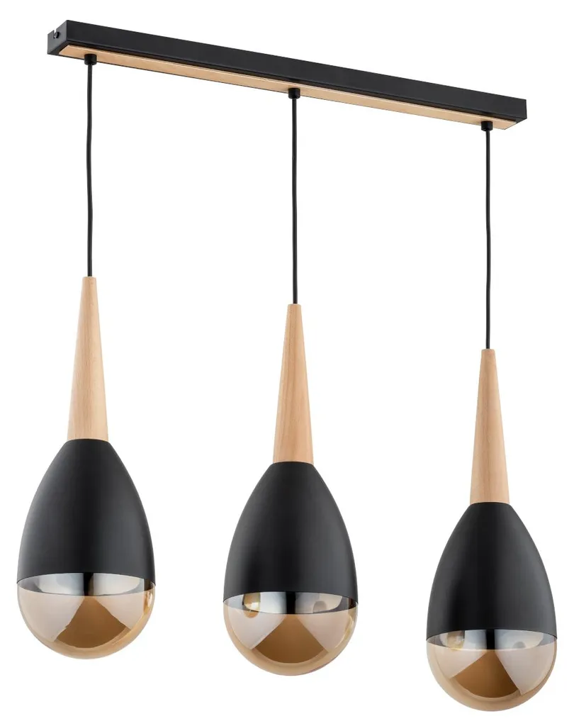 Luminaire de Salle à Manger MASTER Bois et Noir 90x15x82 cm Alfa E14