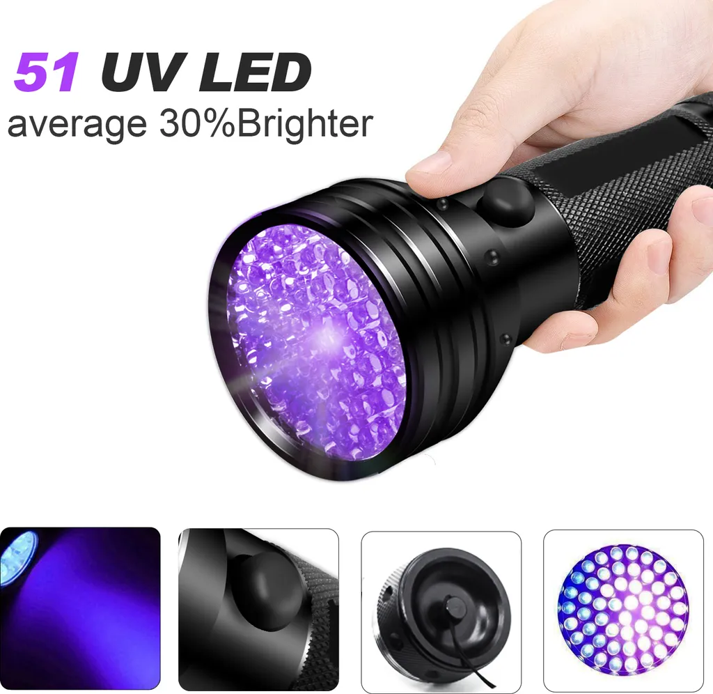 INF Torcia UV con 51 perline LED 395nm impermeabile - 7