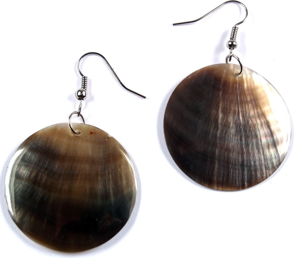 Muschelohrringe 20, Braun, Muschelscheiben, Ohrringe + Ohrstecker Modeschmuck